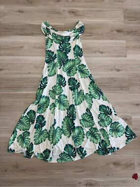 Monstera / cream Hawaiian Hula Dress